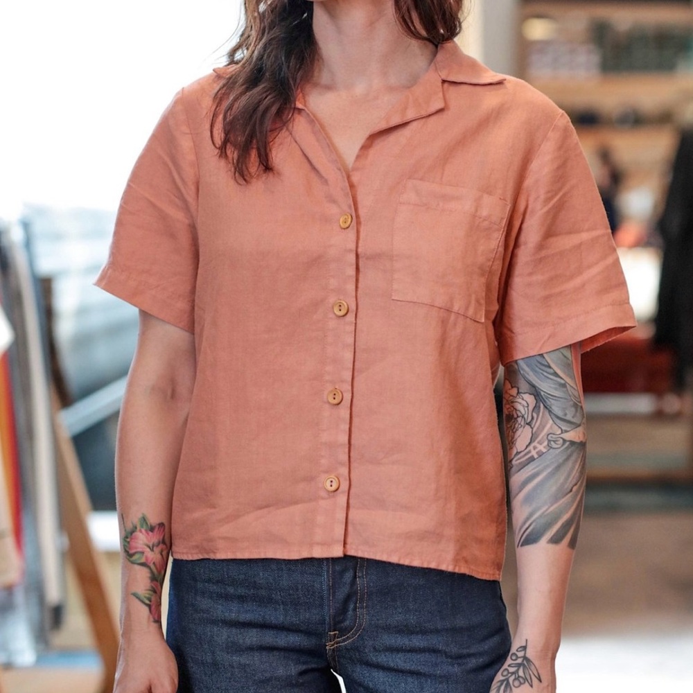 MATE the Label Logan Linen Shirt in Terracotta